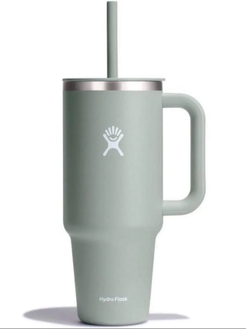 Hydro Flask Sage Green Insulated Tumbler with Handle and Straw